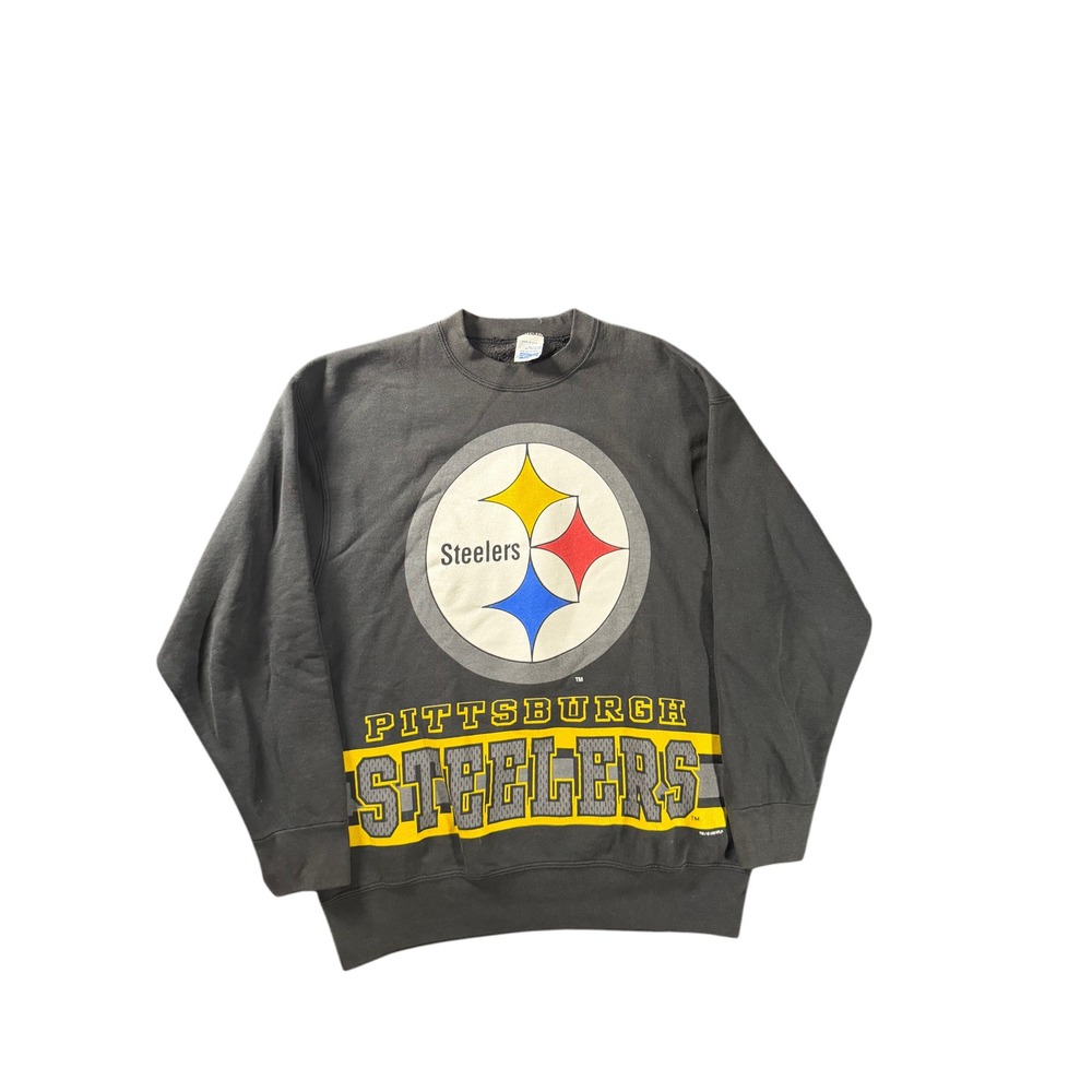 Vintage Pittsburgh Steelers Sweatshirt Salem Sportswear Big Print Black Mens L